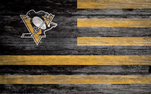 Pittsburgh Penguins 11&quot; x 19&quot; Distressed Flag Sign