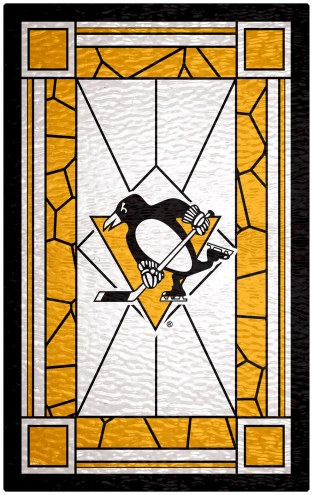 Pittsburgh Penguins 11&quot; x 19&quot; Stained Glass Sign