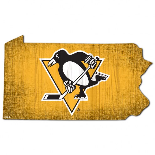 Pittsburgh Penguins 12&quot; Team Color Logo State Sign