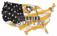 Pittsburgh Penguins 15" USA Flag Cutout Sign