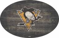Pittsburgh Penguins 46" Distressed Wood Oval Sign