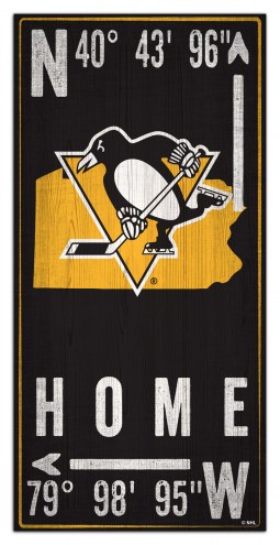 Pittsburgh Penguins 6&quot; x 12&quot; Coordinates Sign