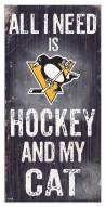 Pittsburgh Penguins 6" x 12" Hockey & My Cat Sign