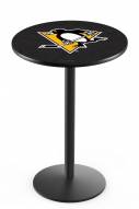 Pittsburgh Penguins Black Wrinkle Bar Table with Round Base
