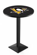 Pittsburgh Penguins Black Wrinkle Pub Table with Square Base