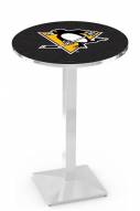 Pittsburgh Penguins Chrome Bar Table with Square Base