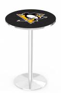 Pittsburgh Penguins Chrome Pub Table with Round Base