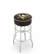 Pittsburgh Penguins Double-Ring Chrome Base Swivel Bar Stool