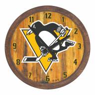 Pittsburgh Penguins "Faux" Barrel Top Wall Clock
