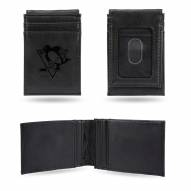 Pittsburgh Penguins Laser Engraved Black Front Pocket Wallet