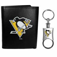 Pittsburgh Penguins Leather Tri-fold Wallet & Valet Key Chain