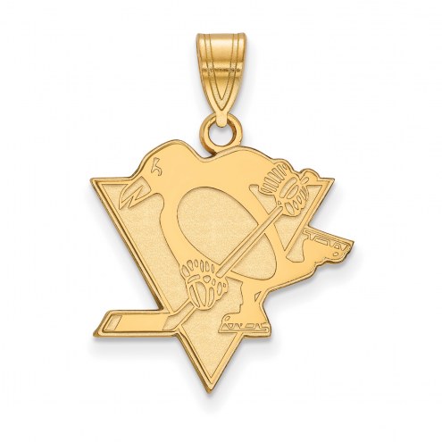 Pittsburgh Penguins Sterling Silver Gold Plated Large Pendant