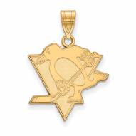 Pittsburgh Penguins Sterling Silver Gold Plated Large Pendant