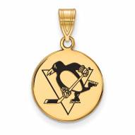 Pittsburgh Penguins Sterling Silver Gold Plated Medium Pendant