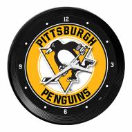 Pittsburgh Penguins Ribbed Frame Wall Clock