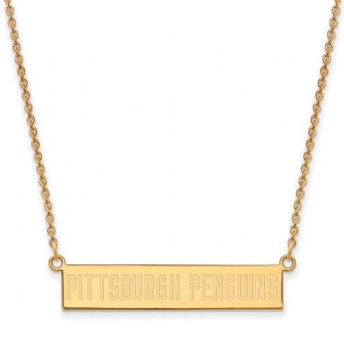 Pittsburgh Penguins Sterling Silver Gold Plated Bar Necklace