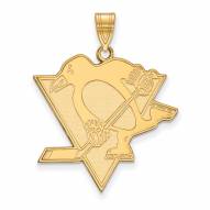 Pittsburgh Penguins Sterling Silver Gold Plated Extra Large Pendant
