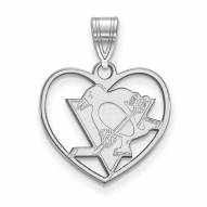 Pittsburgh Penguins Sterling Silver Heart Pendant