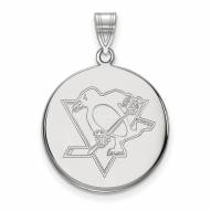 Pittsburgh Penguins Sterling Silver Large Disc Pendant