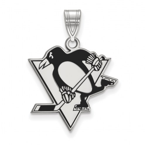 Pittsburgh Penguins Sterling Silver Large Enameled Pendant