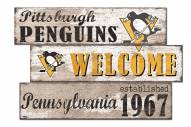 Pittsburgh Penguins Welcome 3 Plank Sign