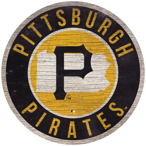Pittsburgh Pirates 12&quot; Circle with State Sign