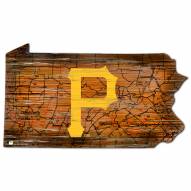 Pittsburgh Pirates Distressed State with Logo Sign