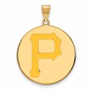 Pittsburgh Pirates Sterling Silver Gold Plated Extra Large Enameled Disc Pendant