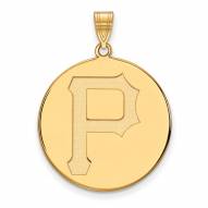 Pittsburgh Pirates Sterling Silver Gold Plated Extra Large Disc Pendant