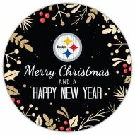 Pittsburgh Steelers 12" Merry Christmas & Happy New Year Sign