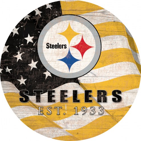 Pittsburgh Steelers 12&quot; Team Color Flag Circle Sign