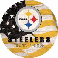 Pittsburgh Steelers 12" Team Color Flag Circle Sign