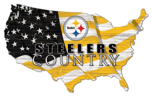 Pittsburgh Steelers 15&quot; USA Flag Cutout Sign