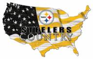 Pittsburgh Steelers 15" USA Flag Cutout Sign