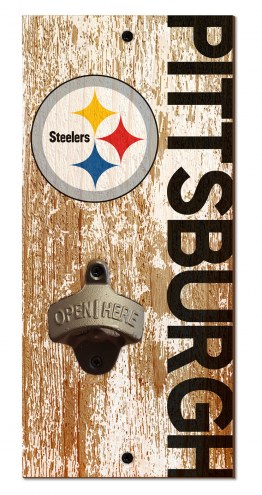 Pittsburgh Steelers 6&quot; x 12&quot; Distressed Bottle Opener