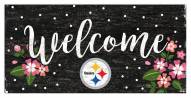 Pittsburgh Steelers 6" x 12" Floral Welcome Sign