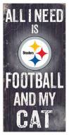 Pittsburgh Steelers 6" x 12" Football & My Cat Sign