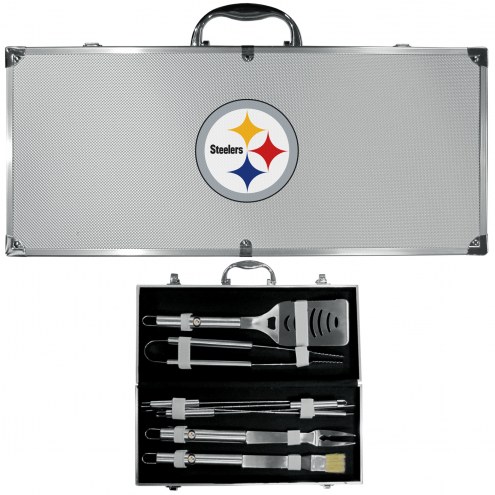 Pittsburgh Steelers 8 Piece Stainless Steel BBQ Set w/Metal Case