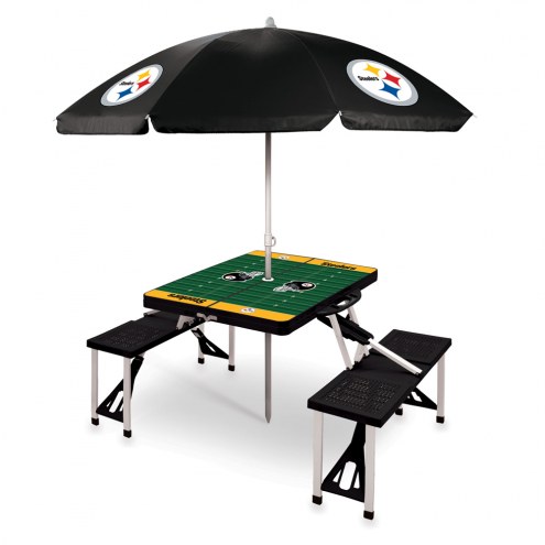 Pittsburgh Steelers Black Picnic Table w/Umbrella
