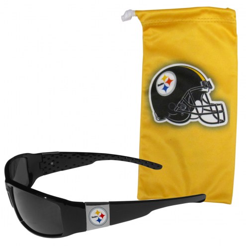 Pittsburgh Steelers Chrome Wrap Sunglasses & Bag