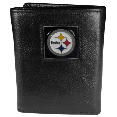 Pittsburgh Steelers Deluxe Leather Tri-fold Wallet in Gift Box