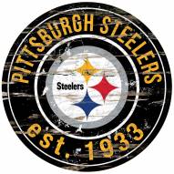 Pittsburgh Steelers Distressed Round Sign