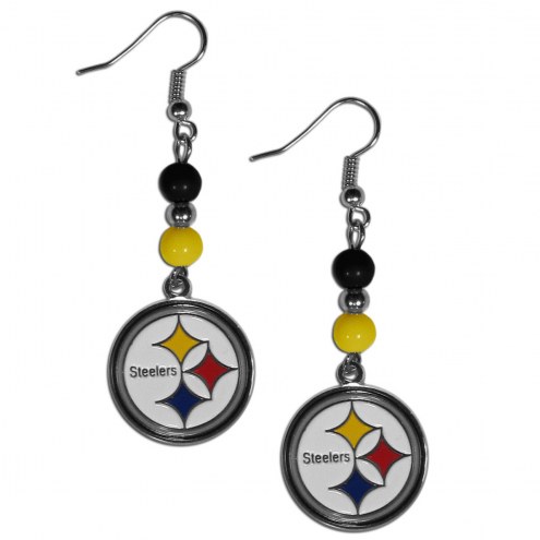 Pittsburgh Steelers Fan Bead Dangle Earrings