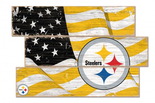 Pittsburgh Steelers Flag 3 Plank Sign