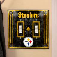 Pittsburgh Steelers Glass Double Switch Plate Cover