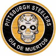 Pittsburgh Steelers Sugar Skull 12" Circle Sign