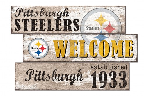 Pittsburgh Steelers Welcome 3 Plank Sign