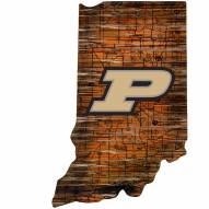 Purdue Boilermakers Distressed State with Logo Sign