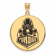 Purdue Boilermakers Sterling Silver Gold Plated Extra Large Enameled Disc Pendant