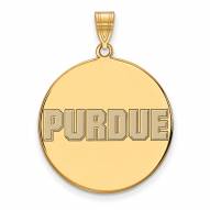 Purdue Boilermakers Sterling Silver Gold Plated Extra Large Enameled Disc Pendant